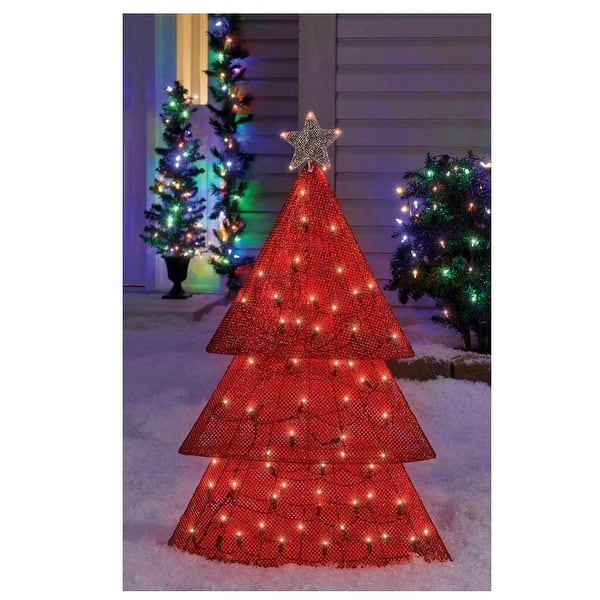 Sylvania V5436271 Christmas LED Yard Tree Art, Mesh, Red, 36